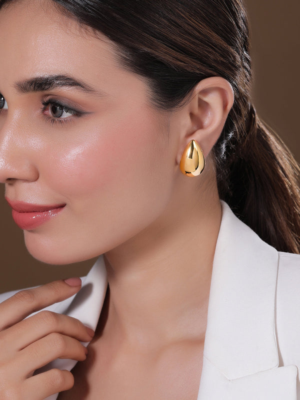 18KT Gold Plated Stainless Steel Tarnish-Free Waterproof Teardrop Stud Earrings