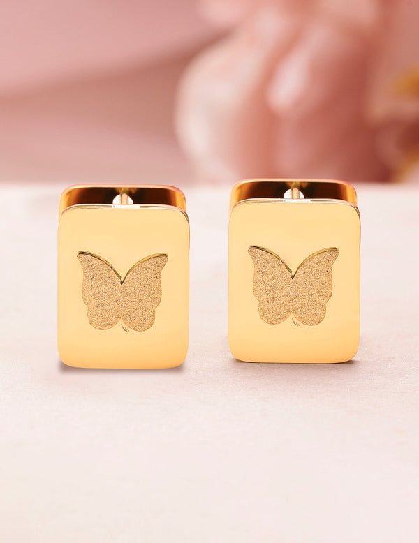 18KT Gold Plated Stainless Steel Tarnish-Free Waterproof Butterfly Stud Earrings