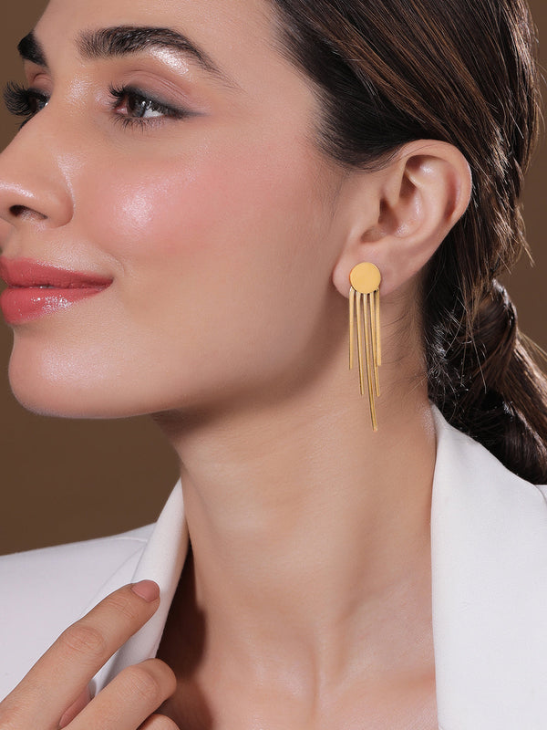 18KT Gold Plated Stainless Steel Tarnish-Free Waterproof Long Drop Earrings