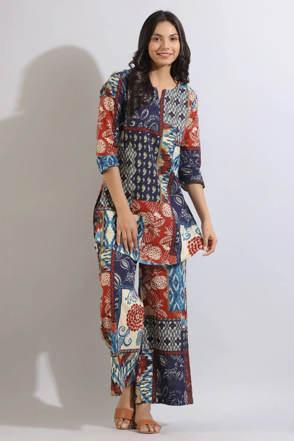 Women's Multicolour Printed Viscose Rayon Kurta, Pant Set - Alvami