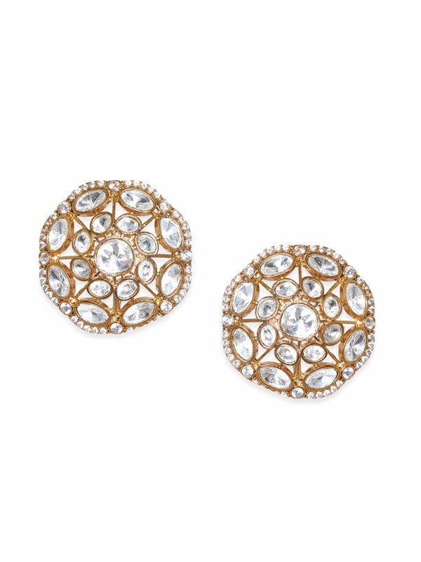 Rubans 22k Gold Plated zirconia studded Polki Earring