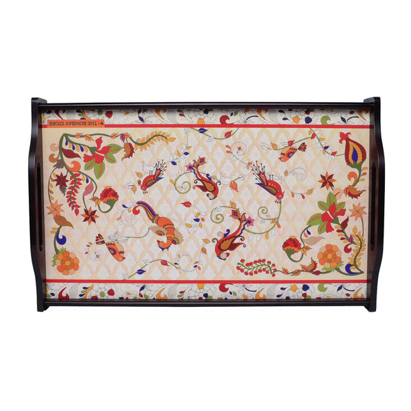 Wooden Breakfast Tray With Kalamkari Work By India Kreations Decor