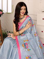 Dholki Grey Art Silk Sarees