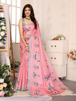 Dholki Peach Art Silk Sarees