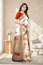 Dyna Orange Art Silk Sarees