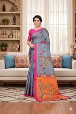 Dandiya Grey Art Silk Sarees
