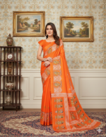Nafiza Orange Art Silk Sarees