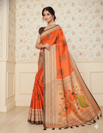 Kripa Orange Art Silk Sarees