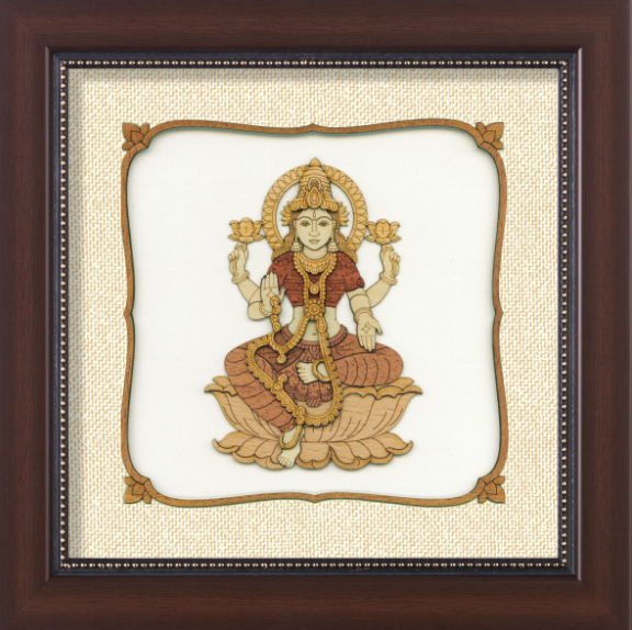 Wooden Wall Art Lakshmi 8x8 Inch By India Kreations Decor