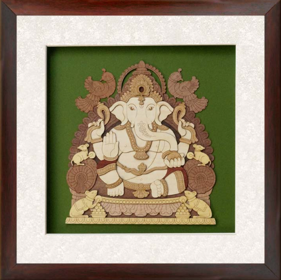 Wood Art Ganpati Wall Decor 12x12 Inch By India Kreations Decor