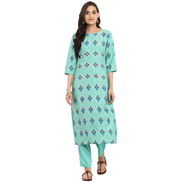 Women's Multi Color Crepe Kurta And Pant Set - Ziyaa