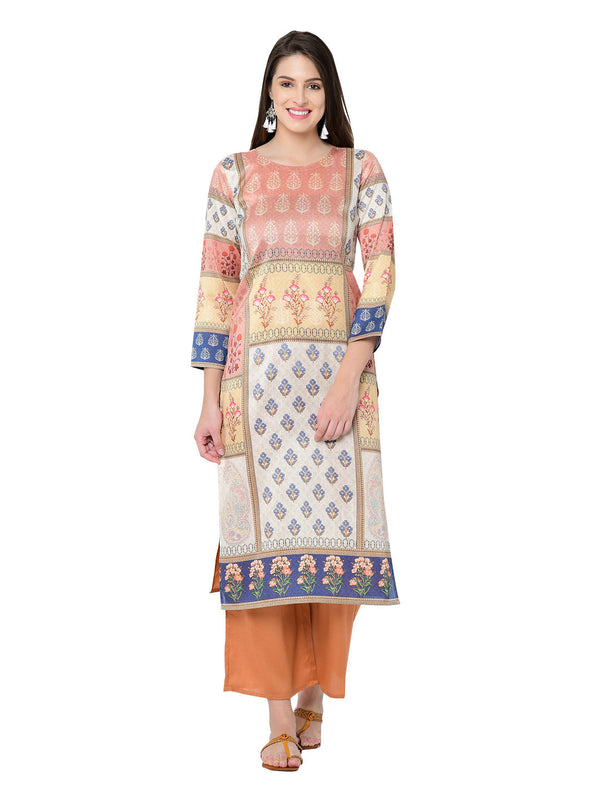 Women's Brown Poly Silk Kurta And Palazzo Set - Ziyaa