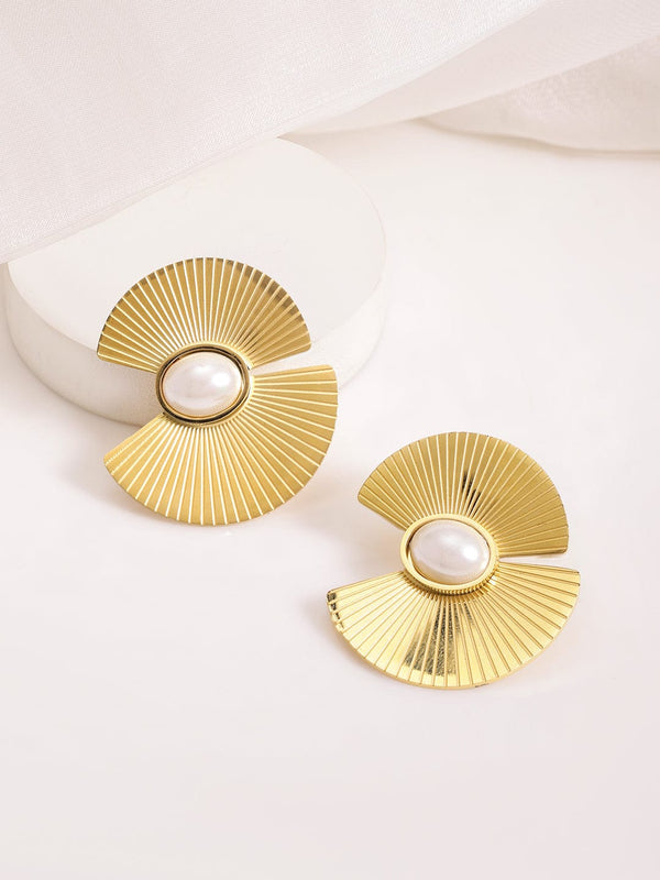 Gold Plated Geometric Stainless Steel Studs Earrings