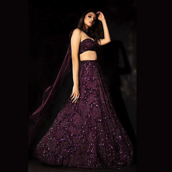 Satin Silk Lehenga with Embellished Coding Work and Structured Organza Dupatta