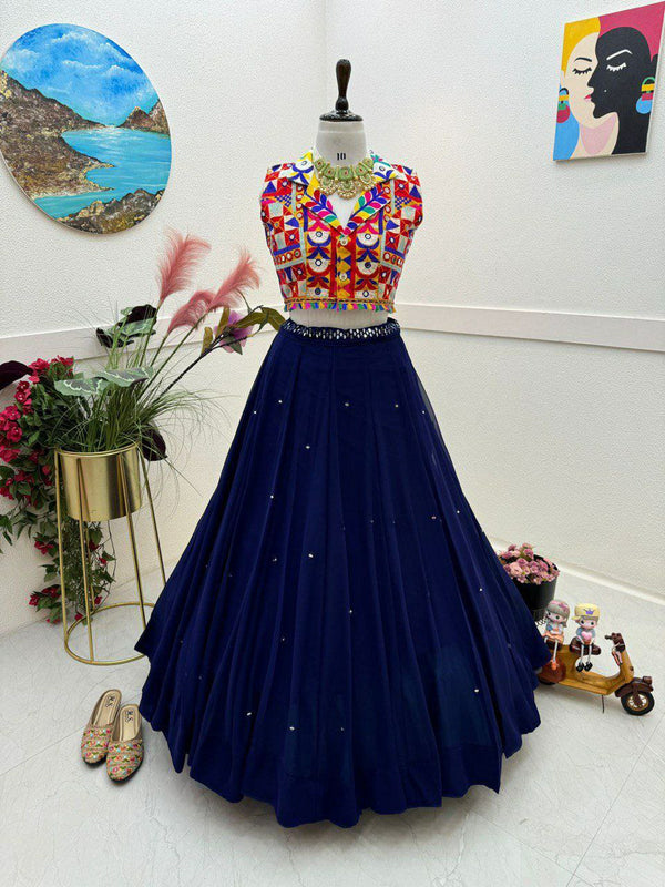 Real Mirror Work Lehenga with Stylish Jacket