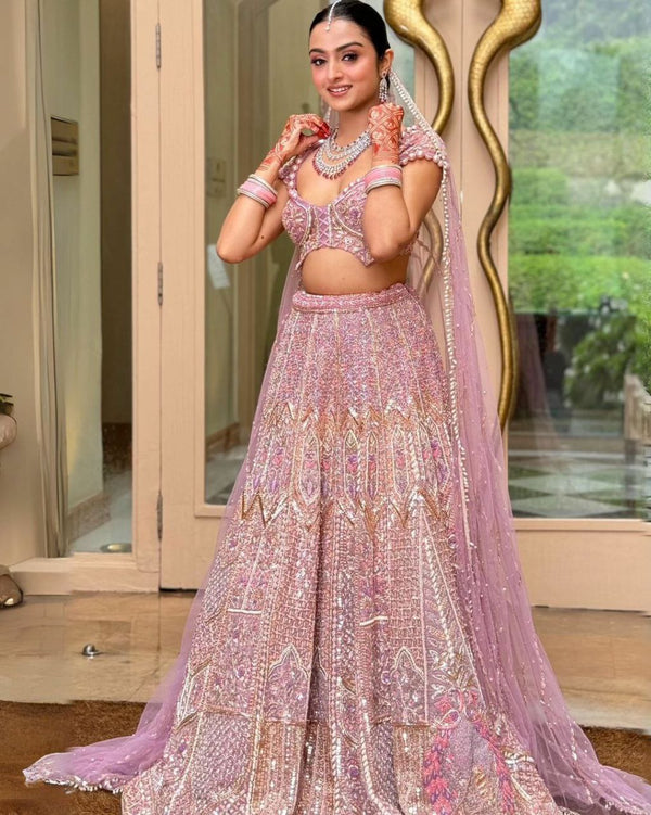 Traditional Premium Kasturi Silk Lehenga with Heavy Sequins, Embroidery & Latkan Lace