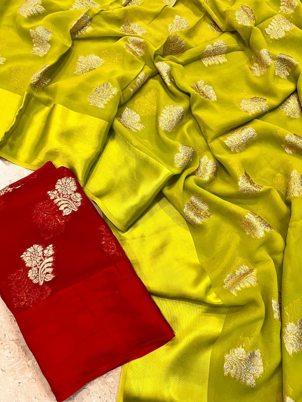 Gorgeous Viscose Georgette Sattin Saree with Running Blouse