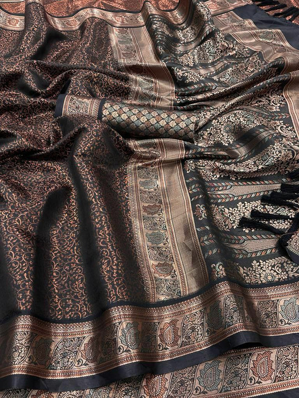 Super Rich Kubera Dharmavaram Pattu Saree with Copper Zari Border & Zari Brocade Blouse