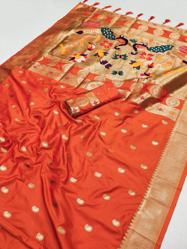 Regal Paithani Silk Saree with Zari Weaving and Pallu Tassels