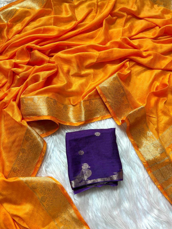 Delicate Pure Chiffon Saree with Zari Weaving and Jacquard Work