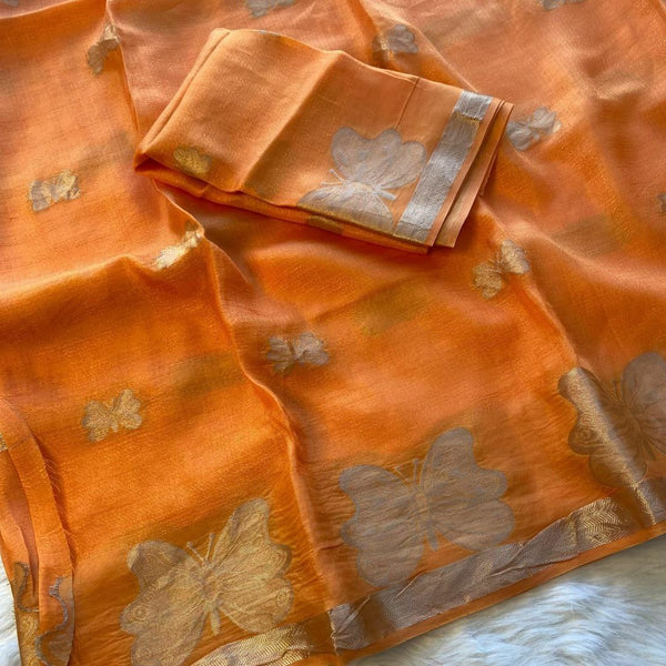 Viscose Khadi Partywear Saree with Beautiful Bird Jacquard Design