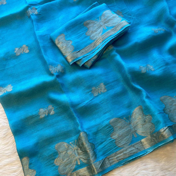 Contemporary Butterfly Silk Saree with Jacquard Bird Design for Parties