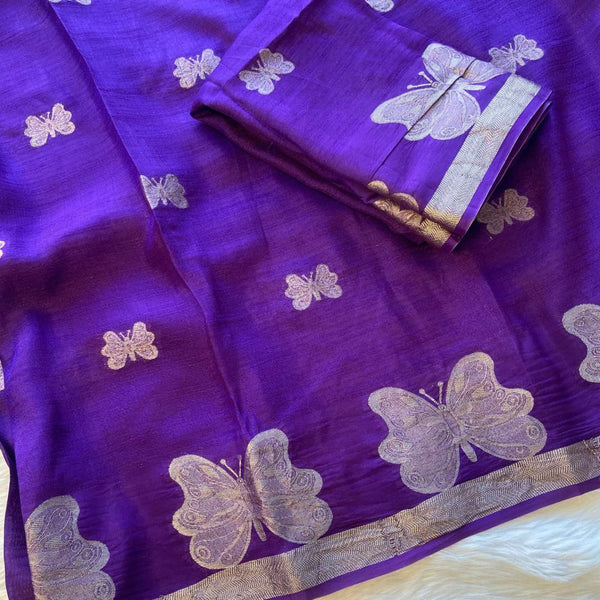 Trendy Viscose Khadi Saree with Jacquard Bird Motif and Running Blouse