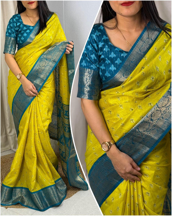 Simple Yet Elegant Muslin Cotton Saree with Zari Jacquard Border & Pallu Tassels