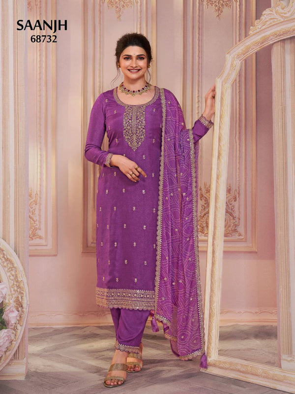 Sophisticated Silk Georgette Set with Embroidery and Santoon Silk Inner