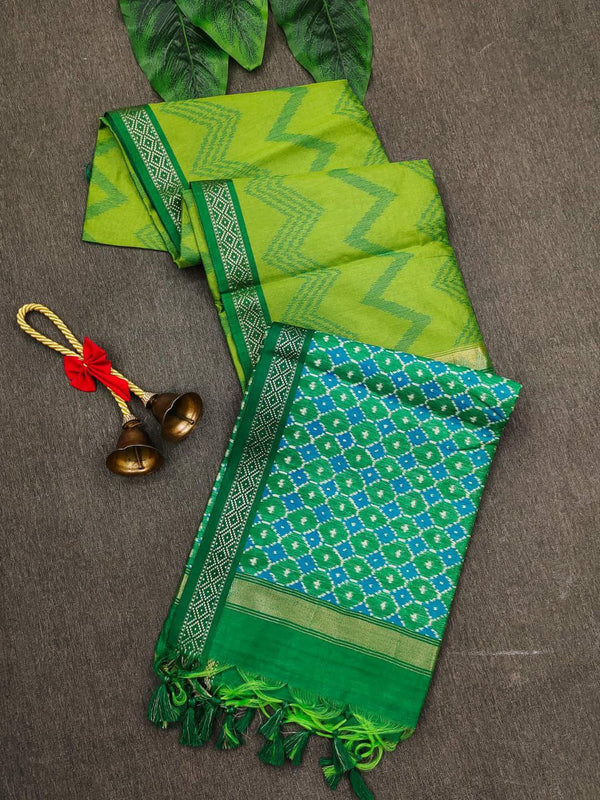 Soft Desi Tussar Saree with Zigzag Weave and Blouse Piece