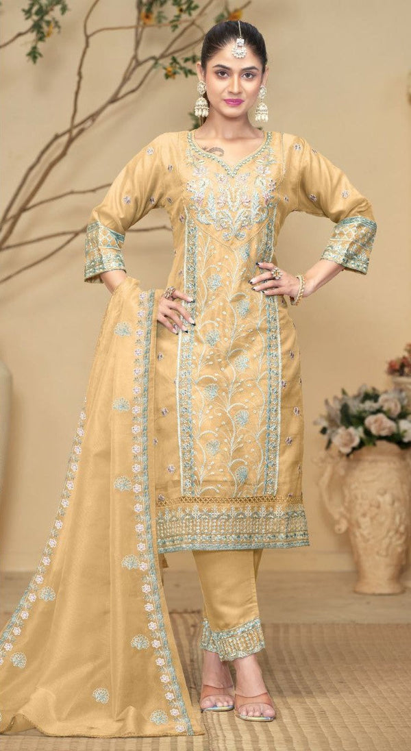 Premium Fancy Organza Embroidery Top and Dupatta with Silk Stitch Bottom – Perfect for Weddings