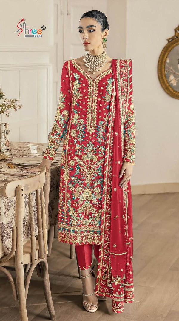 Organza with Heavy Embroidery Top, Dull Santoon Bottom & Fancy Embroidered Dupatta