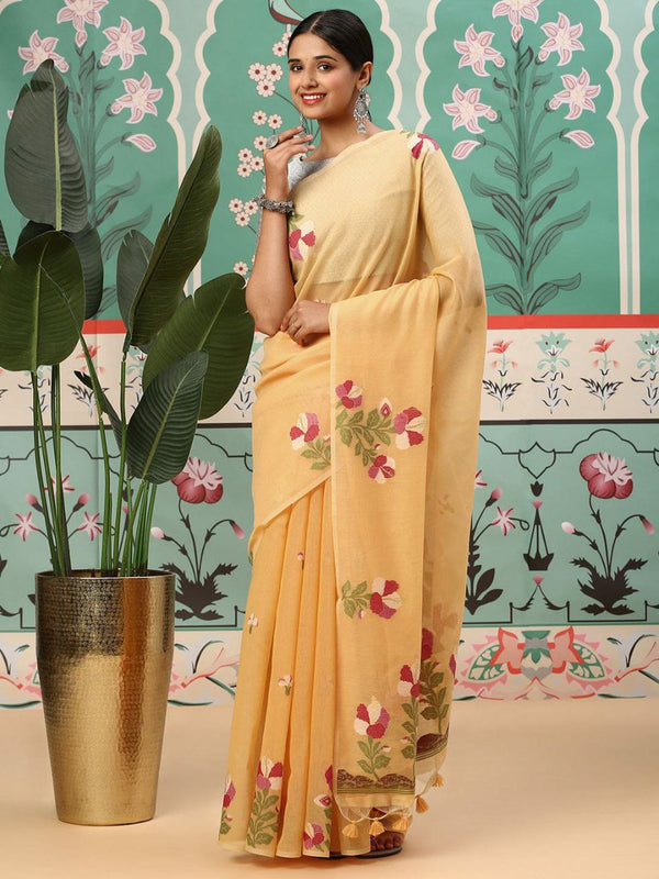 Floral Weaving Pallu Mul Cotton Saree in Decent Color Combinations