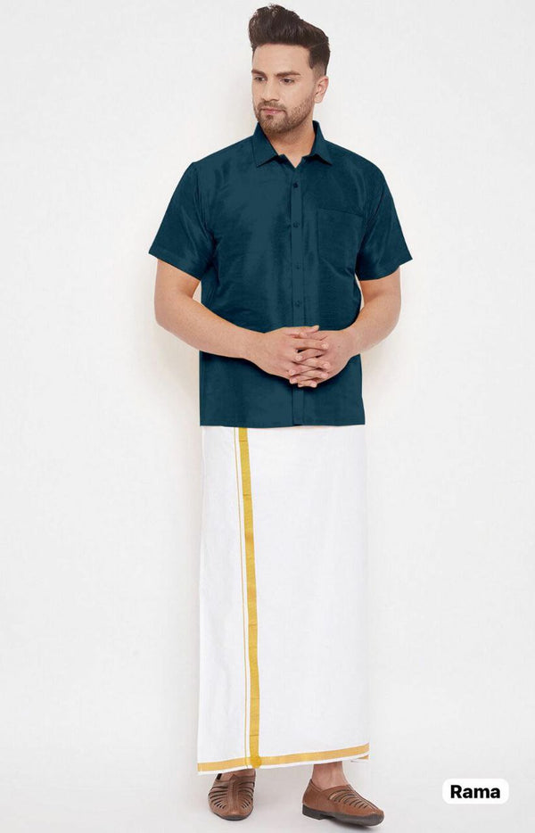 Thalaivaa Silk Shirt and Cotton Dhoti Set for Traditional Festivities