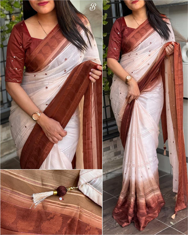 Vibrant Georgette Saree with Fancy Tussles, Gotapatti Work & Zari Jacquard Border