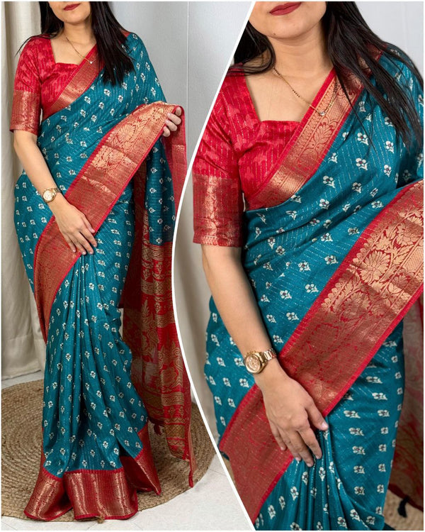 Sophisticated Muslin Cotton Saree with Contrast Border, Zari Jacquard & Pallu Tassels