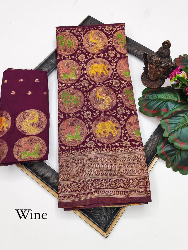 Timeless Soft Khadi Georgette Silk Saree with Woven Blouse and Elegant Border Detailing