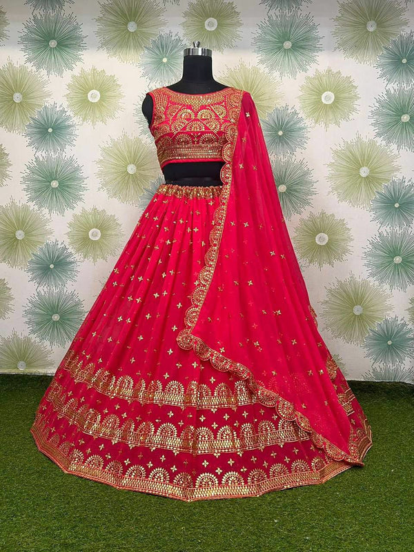 Sophisticated Heavy Georgette Lehenga with Embroidered Dupatta & Sequins