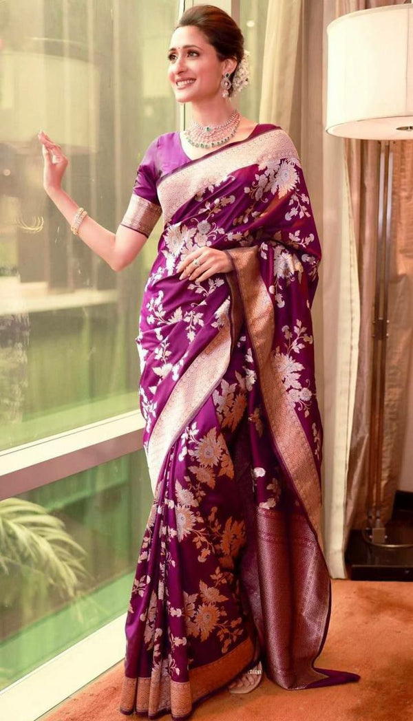 South Indian Golden Flower Butta Saree