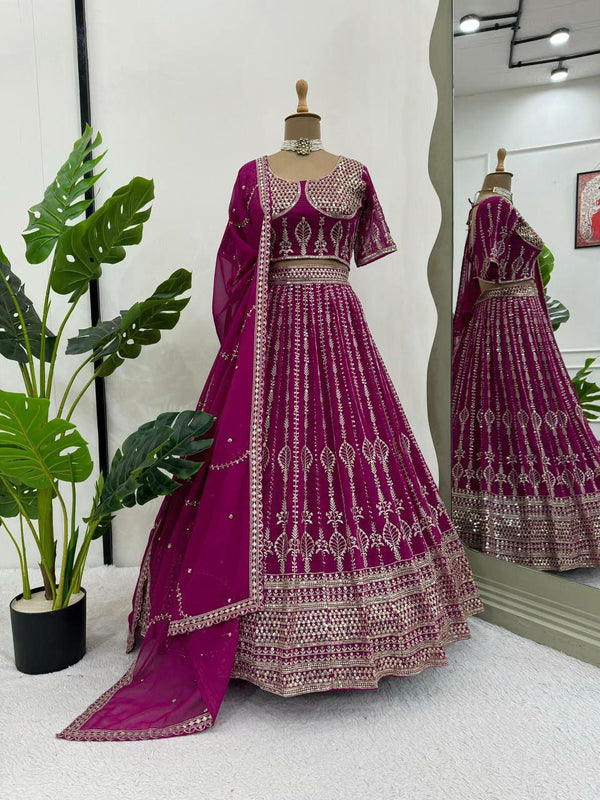 Elegant Faux Georgette Lehenga with Sequins and Full Volume Flair