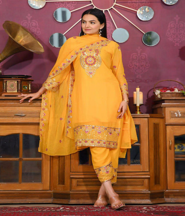 Fox Georgette Sharara Set with Sequence Work and Comfortable Elastic Fit Pant