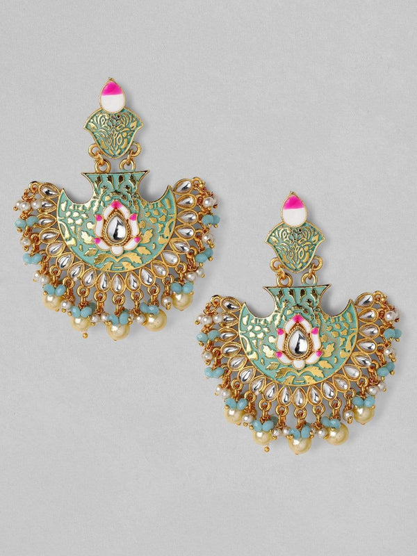 Rubans 22K Gold Plated  Handcrafted Enamel Chandbali  Earrings