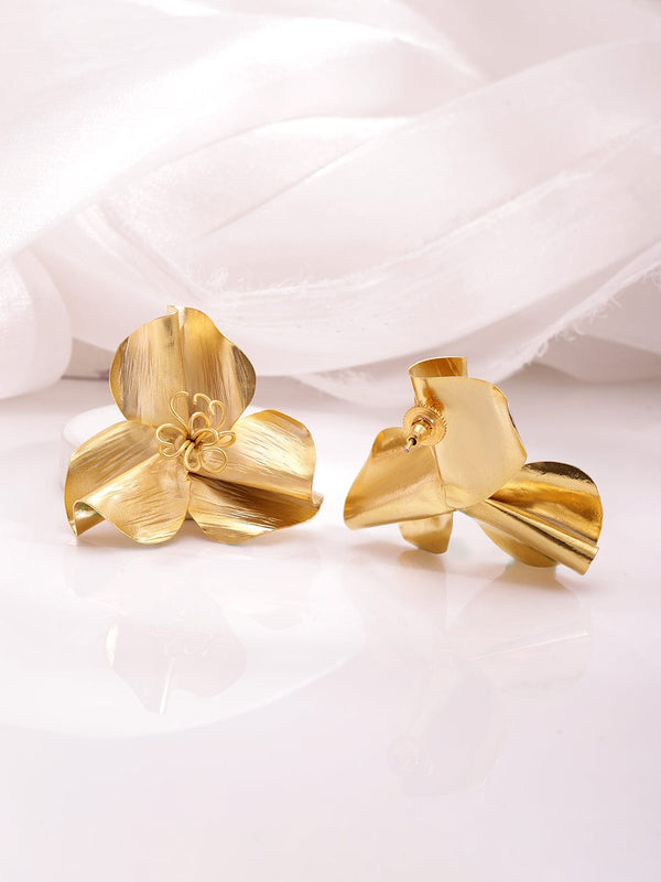 Rubans 22KT Gold Plated Floral Studs Earrings