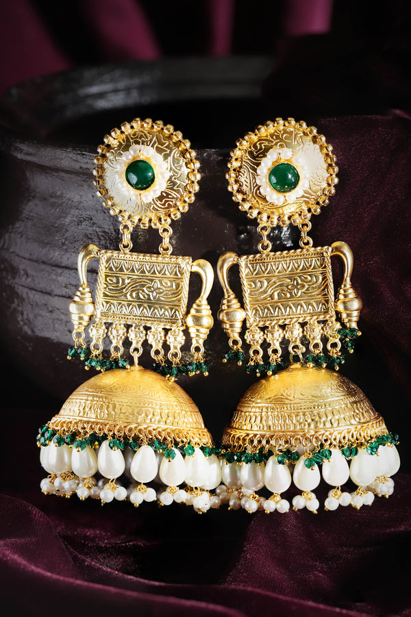 Rubans Elegant Gold-Plated Jhumka Earrings: A Timeless Touch of Glamour