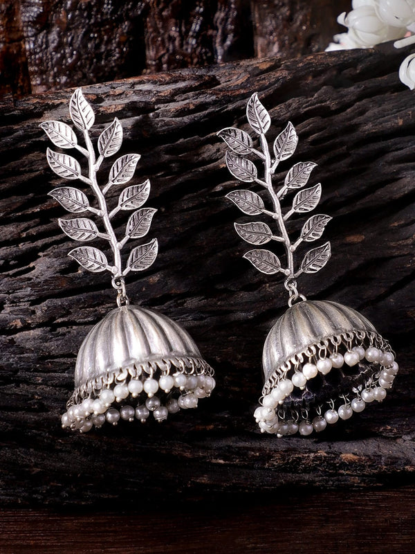 Rubans Enchanting Oxidized Silver Jhumka Earrings