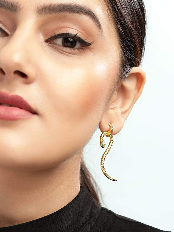 TOKYO TALKIES X Rubans Gold Plated Handcrafted Snake Shape Drop Earrings