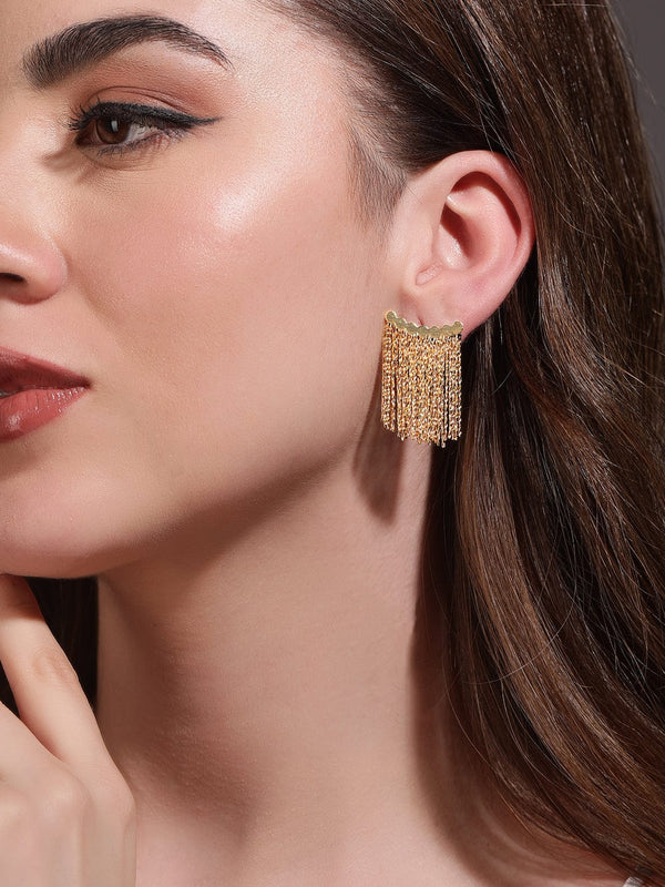 Rubans Golden Glitz Western Drop Earrings  A Dazzling Accent of Elegance