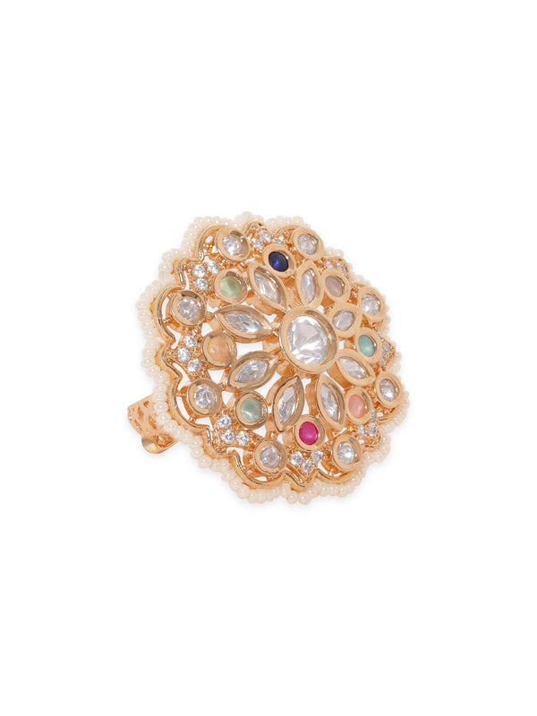 Rubans Polki Ring with Multicolor Zirconia