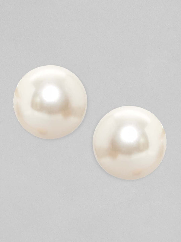 Rubans Silver Plated 20mm Pearl Stud Earring With Elegant Design