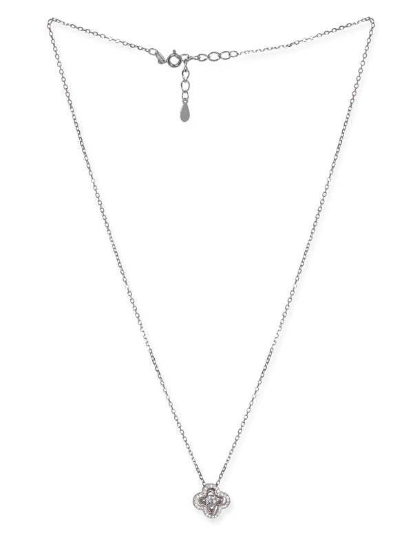 Rubans Silver Rhodium Plated 925 Sterling Silver minimal Pendant Necklace